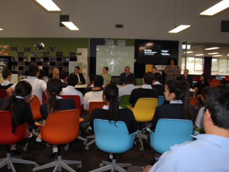 Year 11 Delany students ask Telstra executive team questions about careers