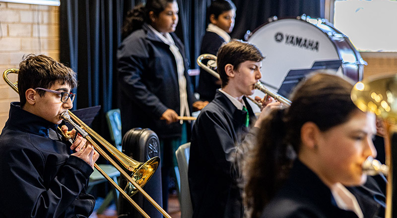 Delany Catholic College Granville band students rehearsing