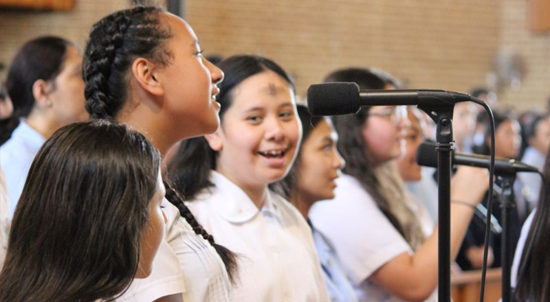 Delany Catholic College Granville choir singing in Church on Ash Wednesday