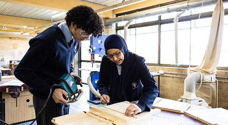 Delany Catholic College Granville students using the wood tech facilities for their vocational education