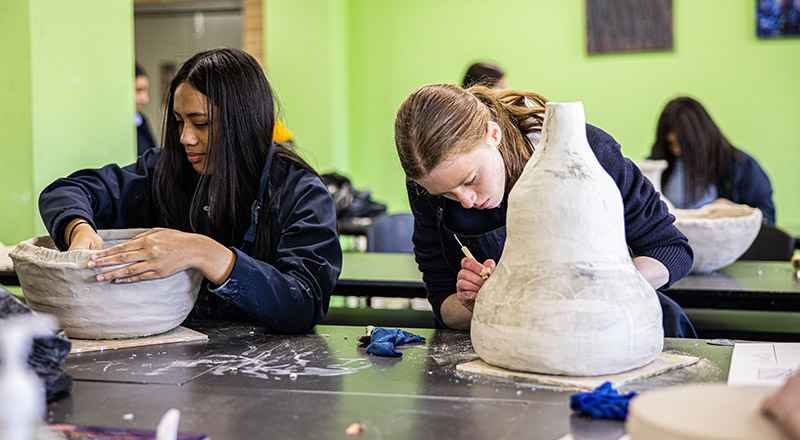 Delany Catholic College Granville art students crafting pottery