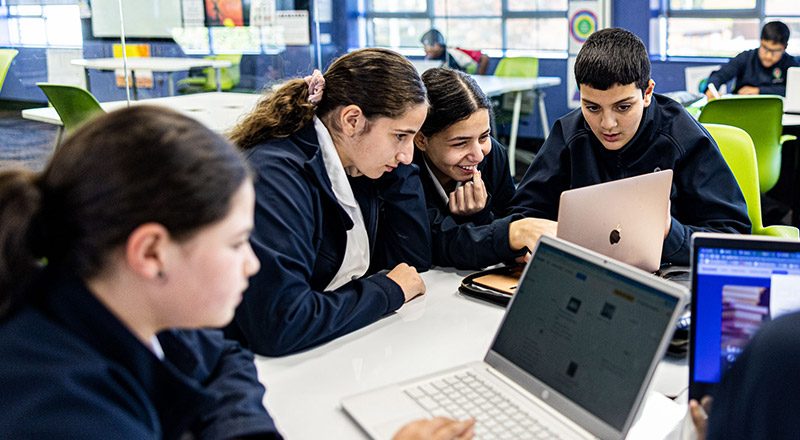 Delany Catholic College Granville students on their laptops