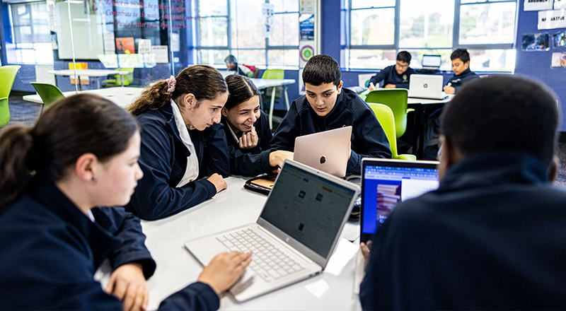 Delany Catholic College Granville students using the classroom facilities