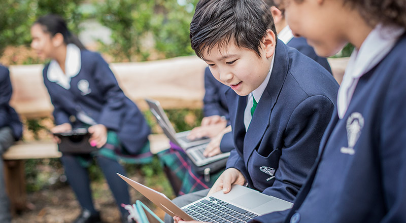 Delany Catholic College Granville students studying outdoors