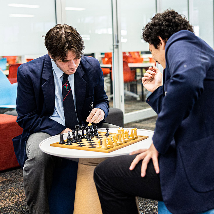Delany Catholic College Granville Chess Club students playing chess