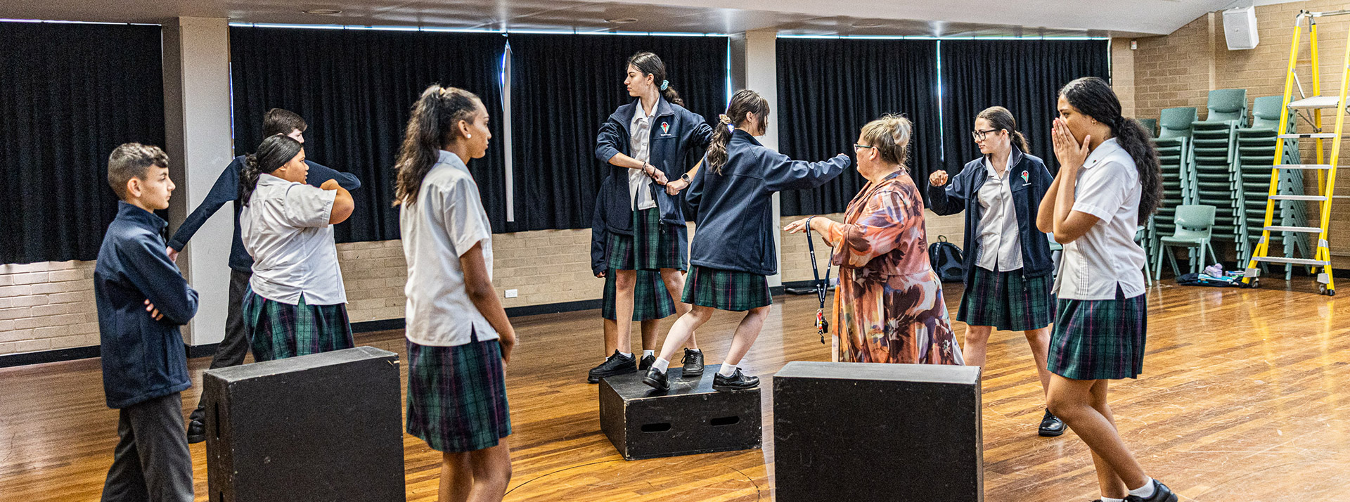 Teaching drama at Delany Catholic College Granville