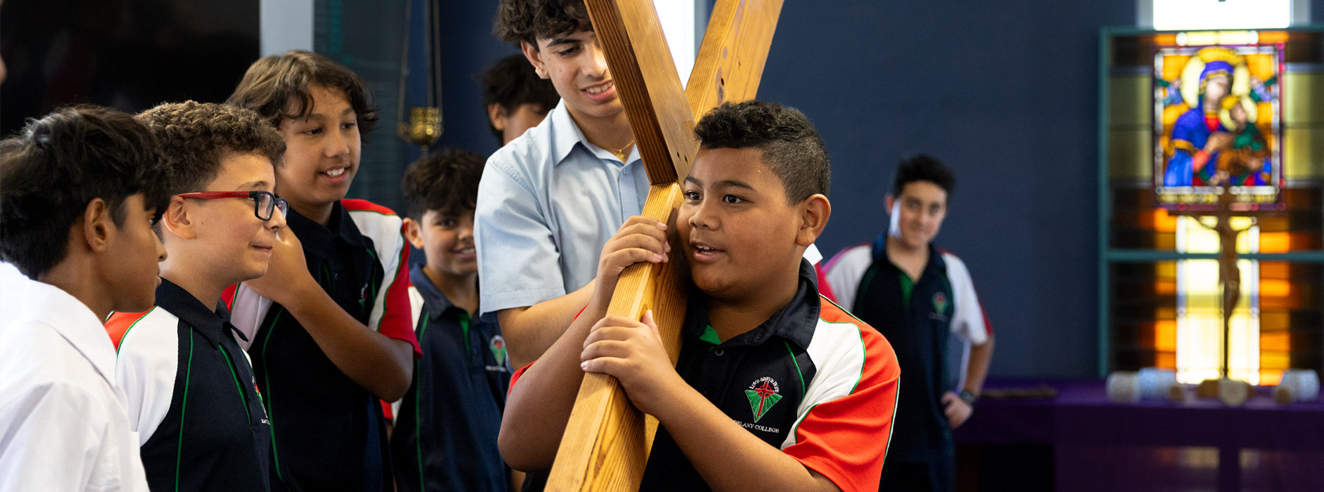 Delany Granville students carrying the cross