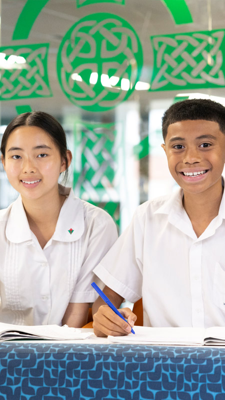 Delany Granville studnets in school library