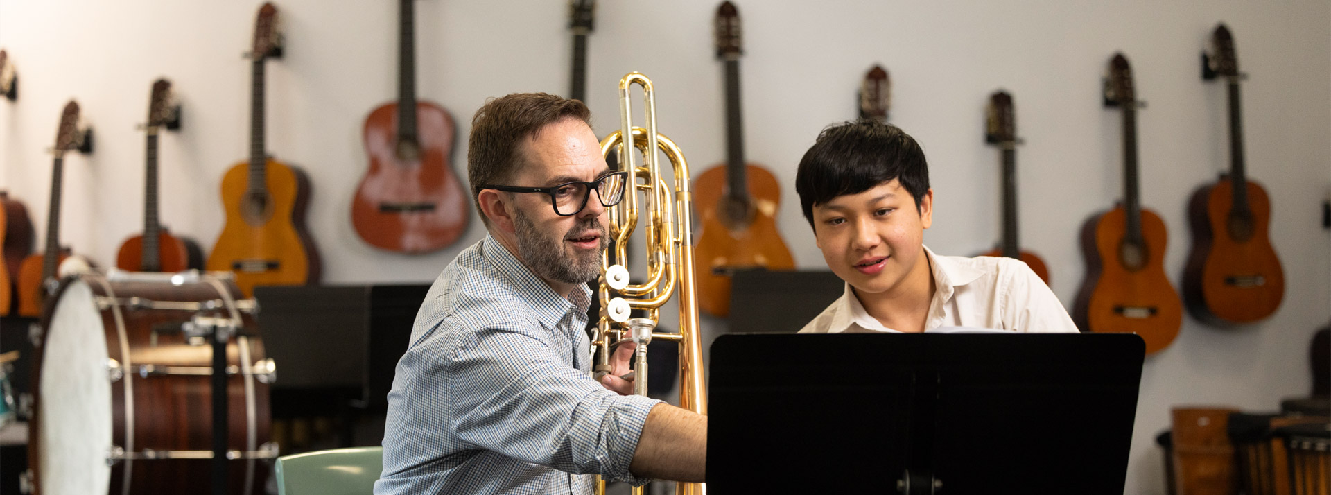 Delany Granville student and music teacher in rehearsal room