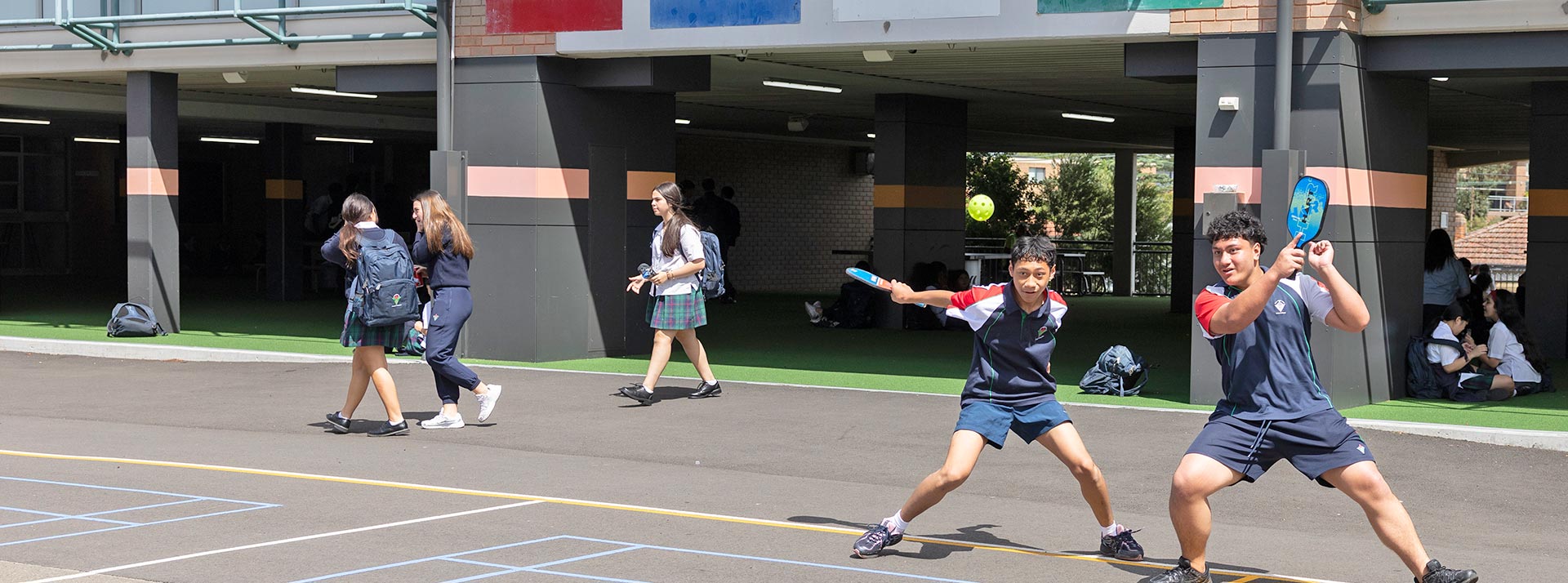 Delany Granville students playing Pickleball on school court