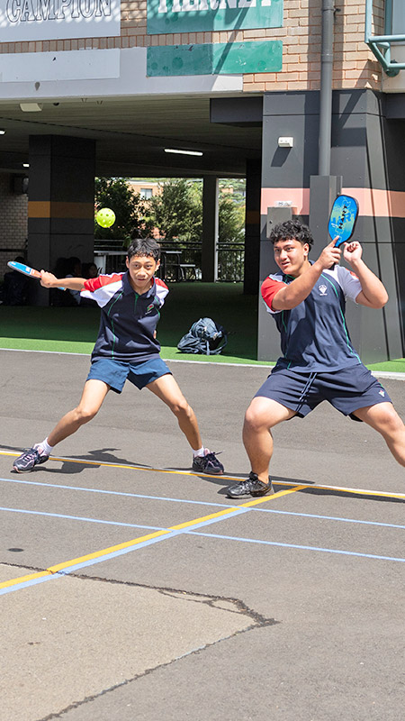 Delany Granville students playing Pickleball on school court