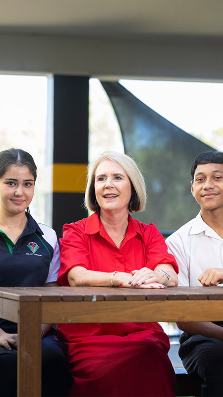 Shauna Nash, Principal of Delany College Granville, and students.