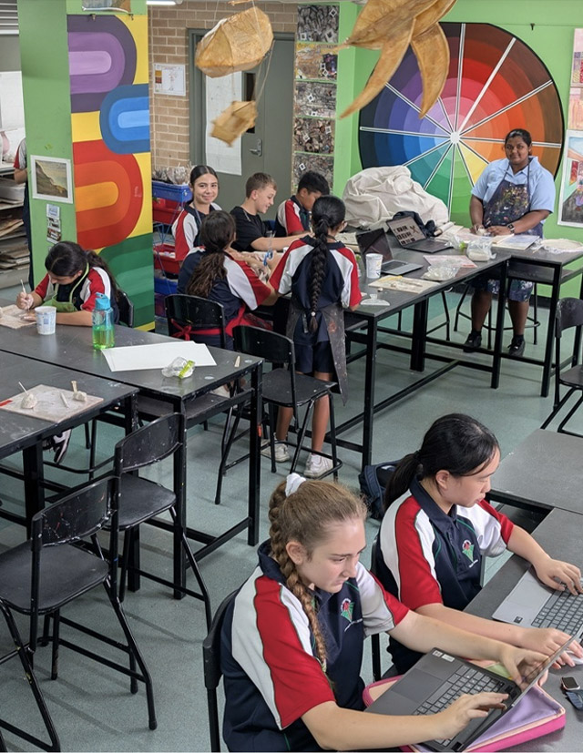 Colorful art room facilities