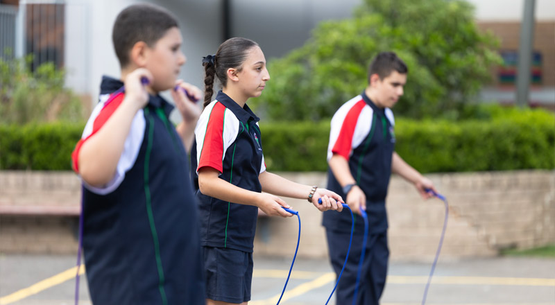 Delany College Granville students playing skip rope