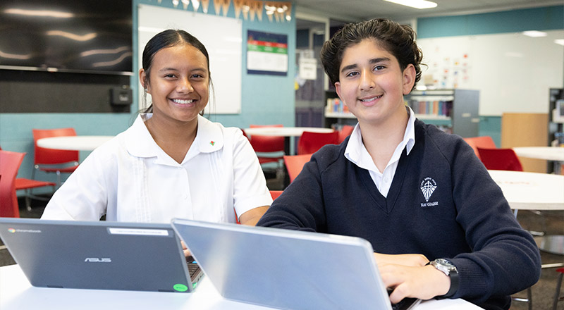  Delany Granville students in class working from laptops