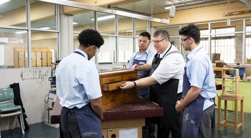Delany Granville students in woodwork class