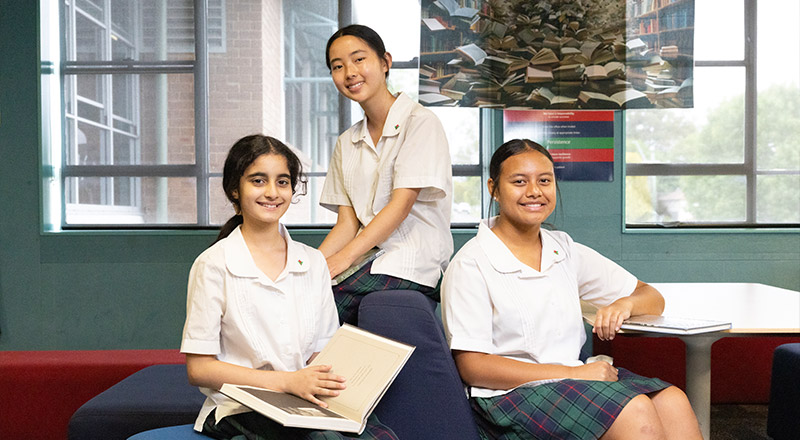 Delany Granville students reading in school library