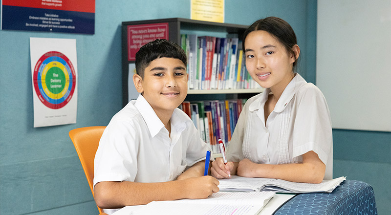 Delany Granville students studying in school library
