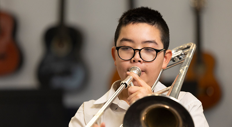 Delany College Granville Student playing trumpet