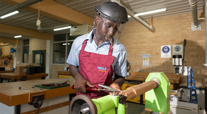 Delany Granville student in woodworking class