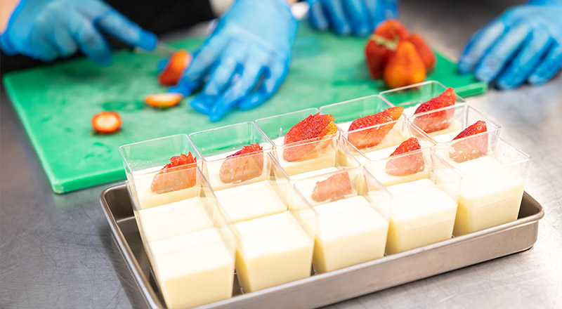 Dessert. Rich texture with strawberries.