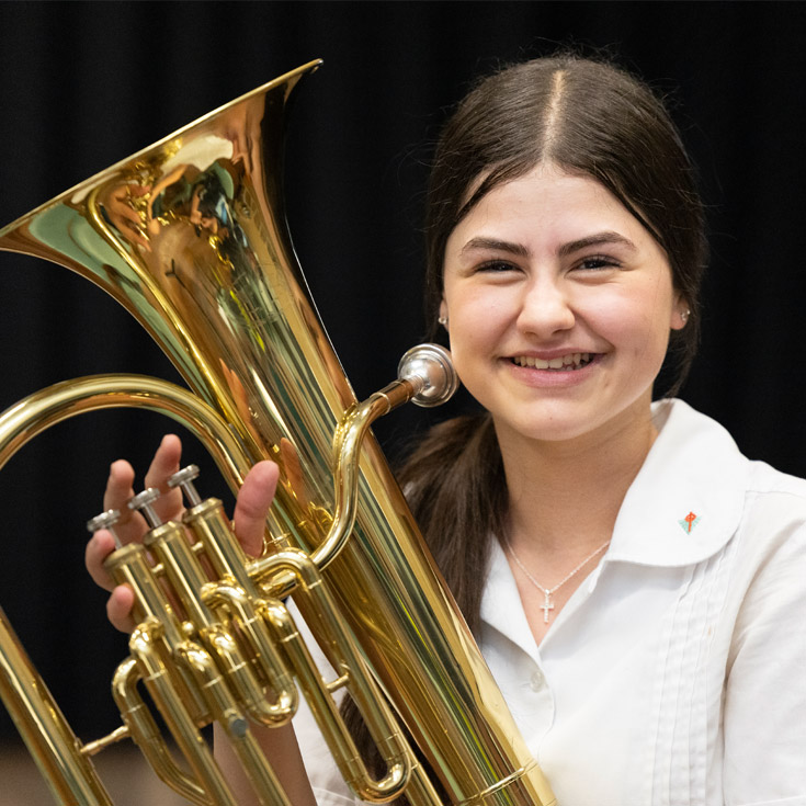 Delany Granville student playing tuba